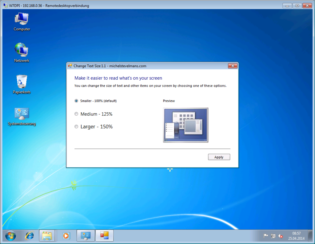 Windows 7 - Anpassen der Lesbarkeit - RDP mit Tool